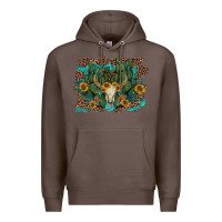 Coffee leopard bull skull cactus sunflowers Premium Hoodie - AdoDesignShop