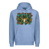 Colony Blue leopard bull skull cactus sunflowers Premium Hoodie - AdoDesignShop