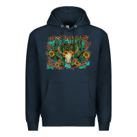 Navy leopard bull skull cactus sunflowers Premium Hoodie - AdoDesignShop