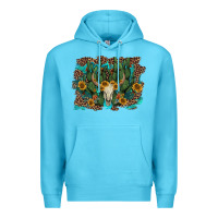 Ocean Blue leopard bull skull cactus sunflowers Premium Hoodie - AdoDesignShop