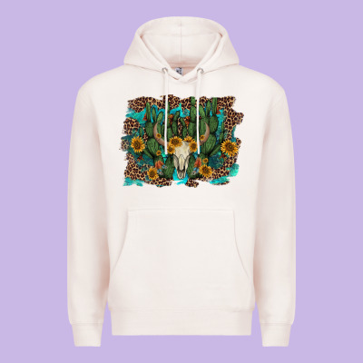 Leopard Bull Skull Cactus Sunflowers Premium Hoodie Designed By Adodesignshop