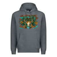 Rock leopard bull skull cactus sunflowers Premium Hoodie - AdoDesignShop