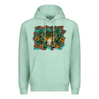 Seafoam leopard bull skull cactus sunflowers Premium Hoodie - AdoDesignShop