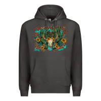 Smoke leopard bull skull cactus sunflowers Premium Hoodie - AdoDesignShop