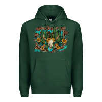 Sports Green leopard bull skull cactus sunflowers Premium Hoodie - AdoDesignShop