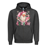 Charcoal Heather pink santa 'tis the season Zipper Hoodie - MaliasSmallBusiness