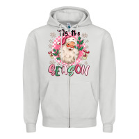 Dove Grey pink santa 'tis the season Zipper Hoodie - MaliasSmallBusiness