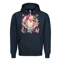 Navy pink santa 'tis the season Zipper Hoodie - MaliasSmallBusiness