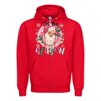Red pink santa 'tis the season Zipper Hoodie - MaliasSmallBusiness