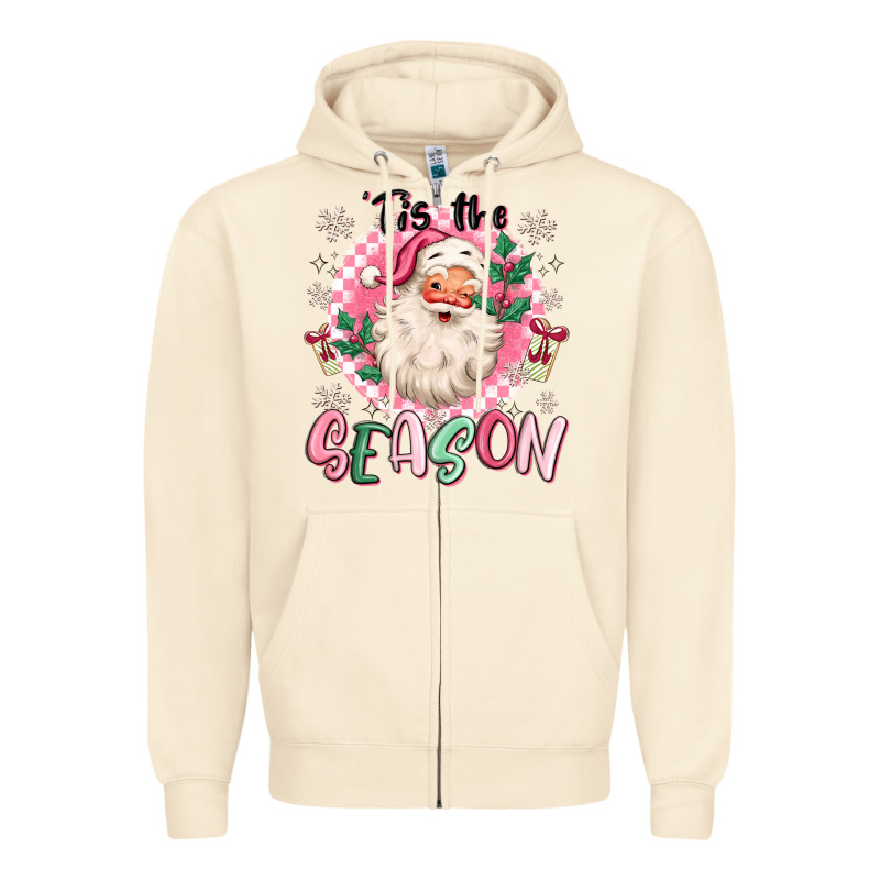 Pink Santa 'tis The Season Zipper Hoodie by MaliasSmallBusiness | Teevron