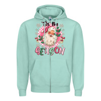 Seafoam pink santa 'tis the season Zipper Hoodie - MaliasSmallBusiness