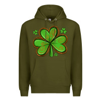 Army Green st patricks day shamrock with glitter Premium Hoodie - Artiststas