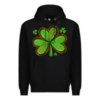 Black st patricks day shamrock with glitter Premium Hoodie - Artiststas