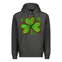 Charcoal Heather st patricks day shamrock with glitter Premium Hoodie - Artiststas