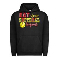 Pigment Black Eat Sleep Softball Repeat Urban Hoodie - LillyAllenDesigns