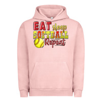 Pigment Salmon Eat Sleep Softball Repeat Urban Hoodie - LillyAllenDesigns
