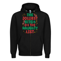Black the jolliest bitch on the naughty list Zipper Hoodie - MaliasSmallBusiness