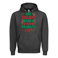 Charcoal Heather the jolliest bitch on the naughty list Zipper Hoodie - MaliasSmallBusiness