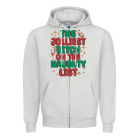 Dove Grey the jolliest bitch on the naughty list Zipper Hoodie - MaliasSmallBusiness