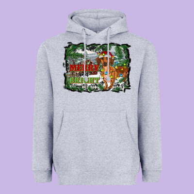 Merry And Bright  Dachshund With Farm Heavyweight Hoodie Designed By Ranaportraitstore