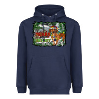 Navy merry and bright  dachshund with farm Heavyweight Hoodie - RanaPortraitStore