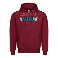 Burgundy american girl Zipper Hoodie - MaliasSmallBusiness