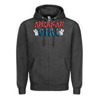 Charcoal Heather american girl Zipper Hoodie - MaliasSmallBusiness