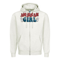 Oatmeal Heather american girl Zipper Hoodie - MaliasSmallBusiness