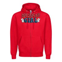 Red american girl Zipper Hoodie - MaliasSmallBusiness