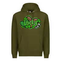 Army Green st patricks day lucky western hearts Premium Hoodie - Artiststas
