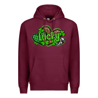 Burgundy st patricks day lucky western hearts Premium Hoodie - Artiststas