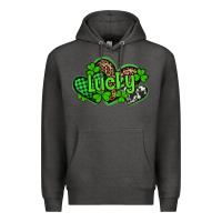Charcoal Heather st patricks day lucky western hearts Premium Hoodie - Artiststas
