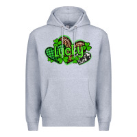 Heather Grey st patricks day lucky western hearts Premium Hoodie - Artiststas