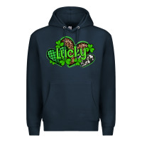 Navy st patricks day lucky western hearts Premium Hoodie - Artiststas