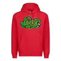 Red st patricks day lucky western hearts Premium Hoodie - Artiststas