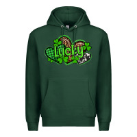 Sports Green st patricks day lucky western hearts Premium Hoodie - Artiststas