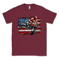 Burgundy dirt bike american flag Classic Tee - MaliasSmallBusiness