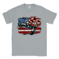Heather Grey dirt bike american flag Classic Tee - MaliasSmallBusiness