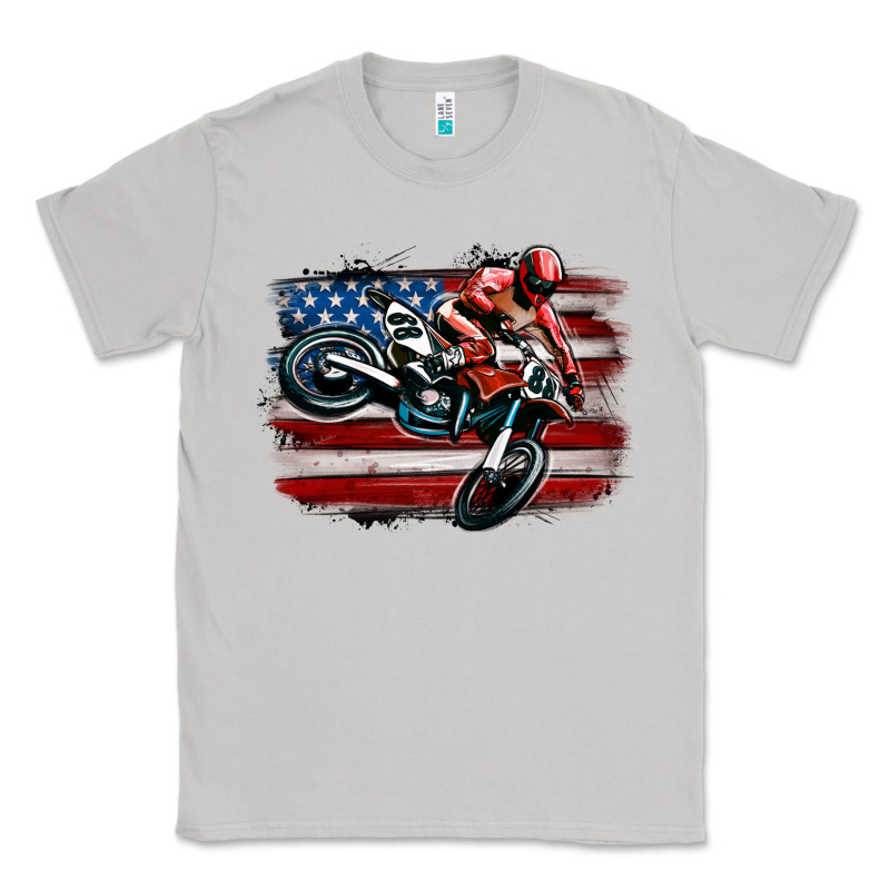 Dirt Bike American Flag Classic Tee by MaliasSmallBusiness | Teevron