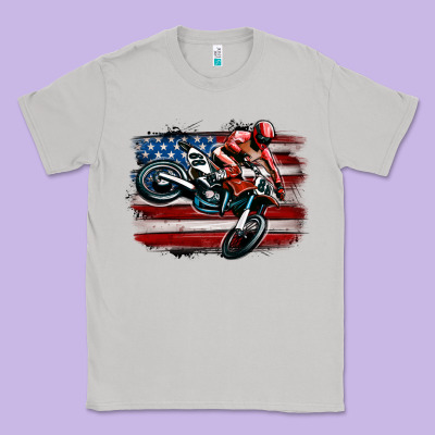 Classic Tee dirt bike american flag