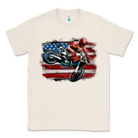 Natural dirt bike american flag Classic Tee - MaliasSmallBusiness