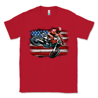Red dirt bike american flag Classic Tee - MaliasSmallBusiness