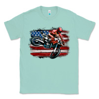Seafoam dirt bike american flag Classic Tee - MaliasSmallBusiness