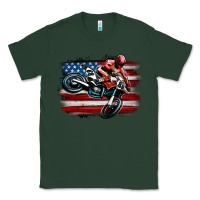Sports Green dirt bike american flag Classic Tee - MaliasSmallBusiness