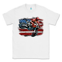 White dirt bike american flag Classic Tee - MaliasSmallBusiness
