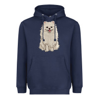 Navy white pomeranian Heavyweight Hoodie - RanaPortraitStore