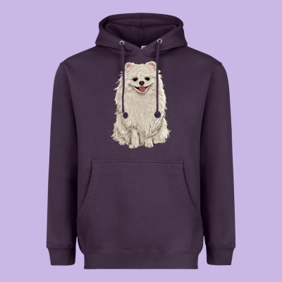 White Pomeranian Heavyweight Hoodie Designed By Ranaportraitstore