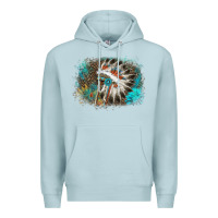 Blue Mist indian headress sunflower leopard Premium Hoodie - AdoDesignShop