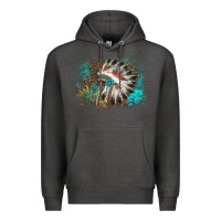 Charcoal Heather indian headress sunflower leopard Premium Hoodie - AdoDesignShop