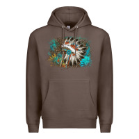 Coffee indian headress sunflower leopard Premium Hoodie - AdoDesignShop